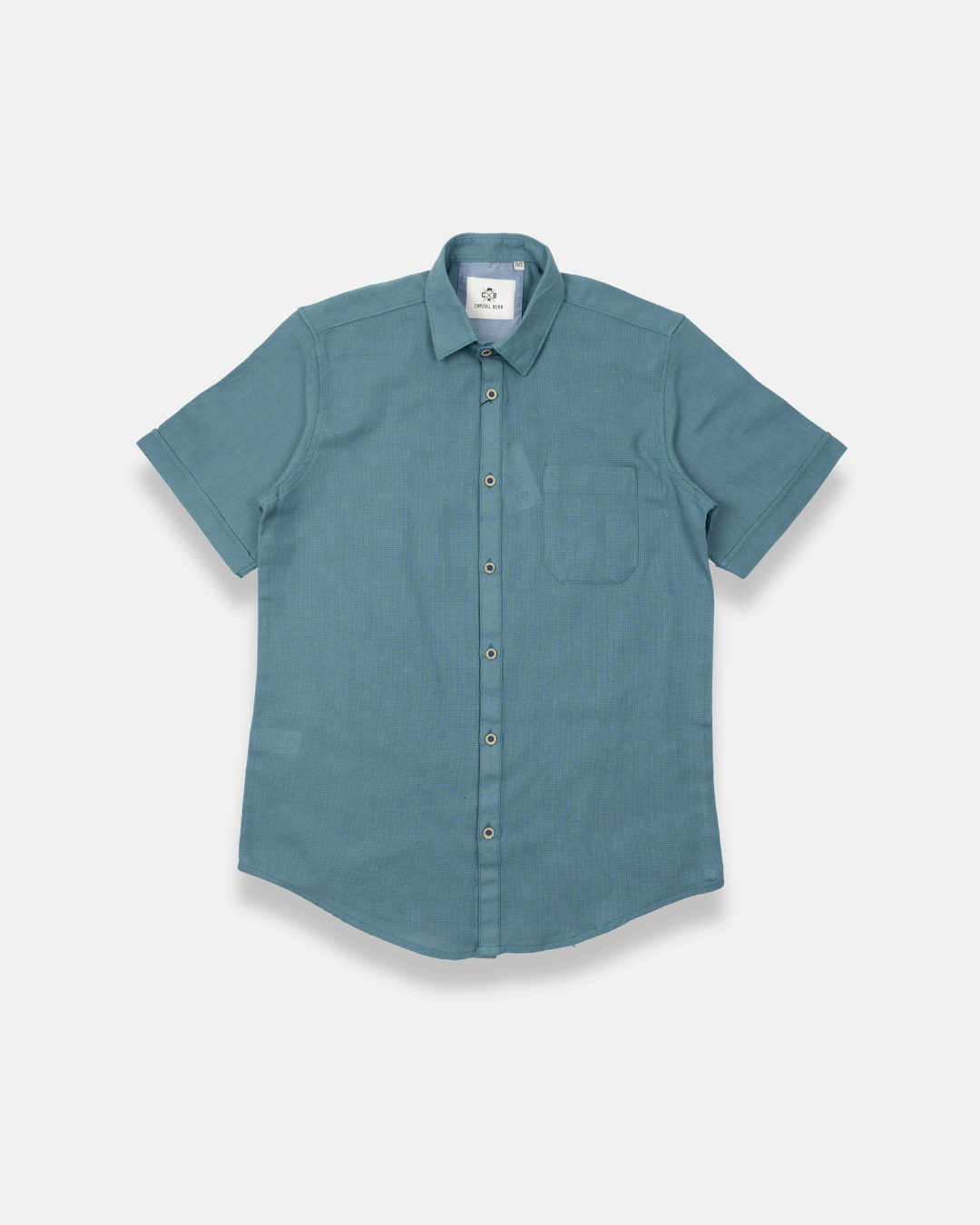 Camisa manga corta azul textura