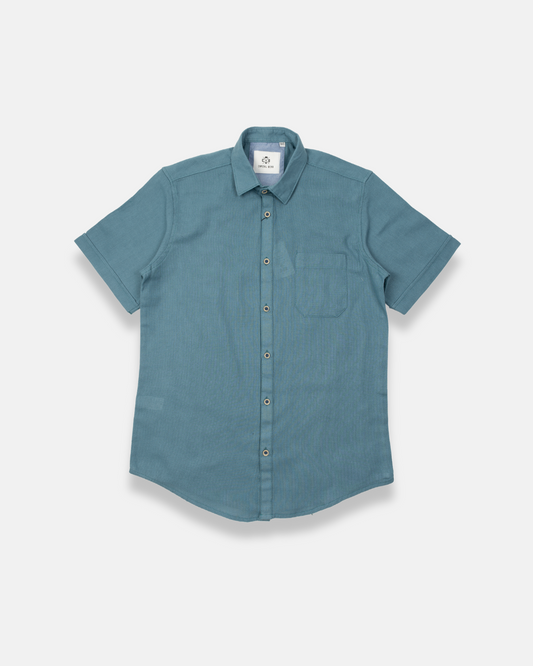 Camisa manga corta azul textura