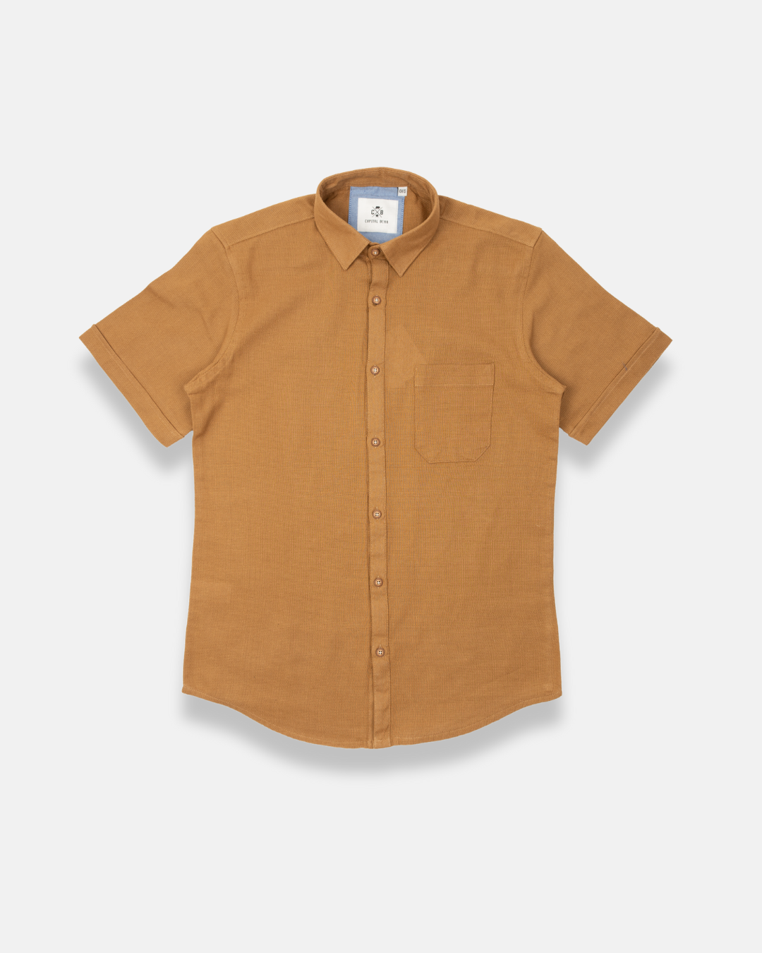 Camisa manga corta beige textura