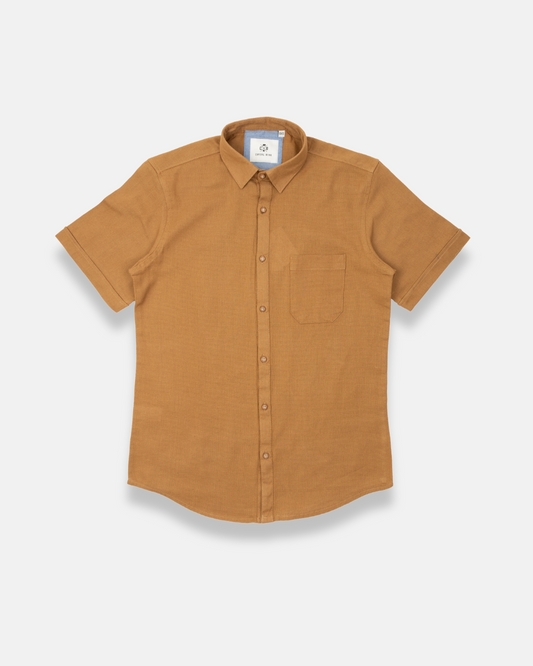 Camisa manga corta beige textura