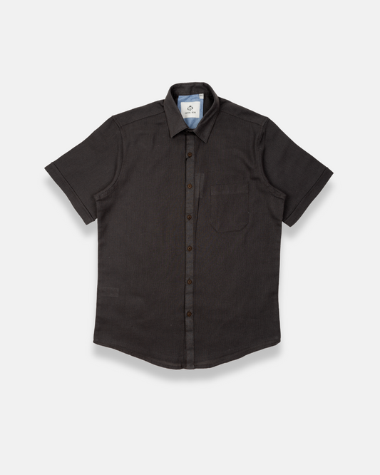 Camisa manga corta gris textura