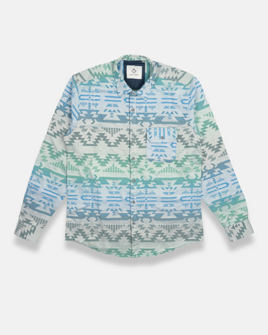 Camisa caballero patrones azul piedra